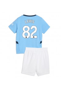 Manchester City Rico Lewis #82 Jalkapallovaatteet Lasten Kotipeliasu 2024-25 Lyhythihainen (+ Lyhyet housut)